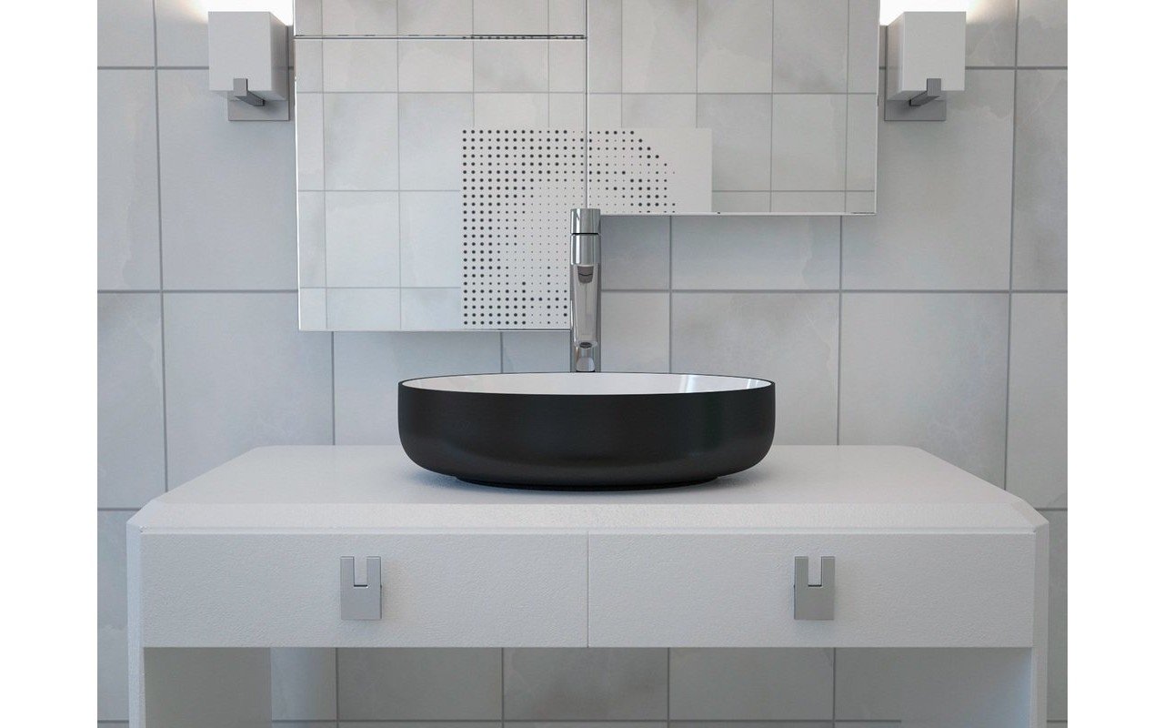 Aquatica Metamorfosi-Blck-Wht Oval Ceramic Bathroom Vessel Sink